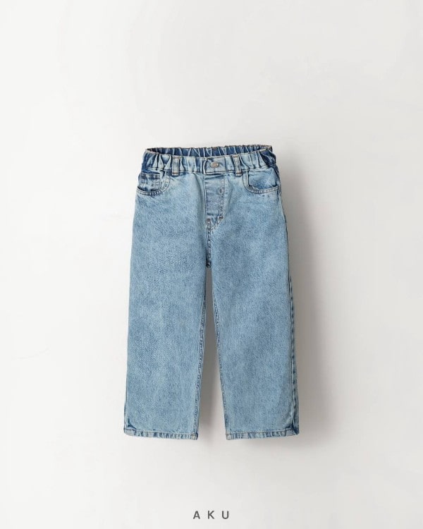 شلوار جین نیم بگ AKU چند رنگ دخترانه پسرانه، آبی آسمانی