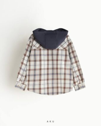 زاویه پشت پیراهن چهارخونه پشمی AKU، آبی