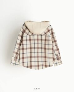 زاویه پشت پیراهن چهارخونه پشمی AKU، کرمی