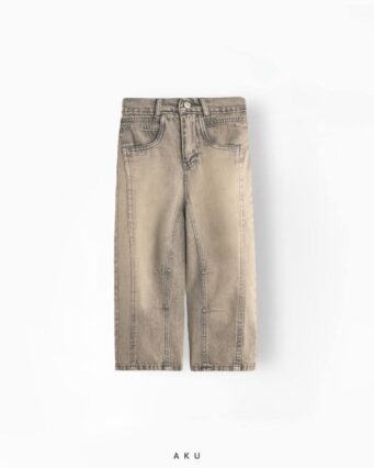 شلوار جین نیم بگ AKU با خطوط طرحدار، خاکی