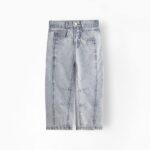 شلوار جین نیم بگ AKU با خطوط طرحدار، آبی روشن