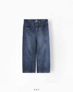 شلوار جین نیم بگ AKU با خطوط طرحدار، سرمه ای