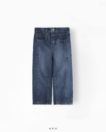 شلوار جین نیم بگ AKU با خطوط طرحدار، سرمه ای
