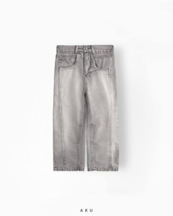 شلوار جین نیم بگ AKU با خطوط طرحدار، نقره ای